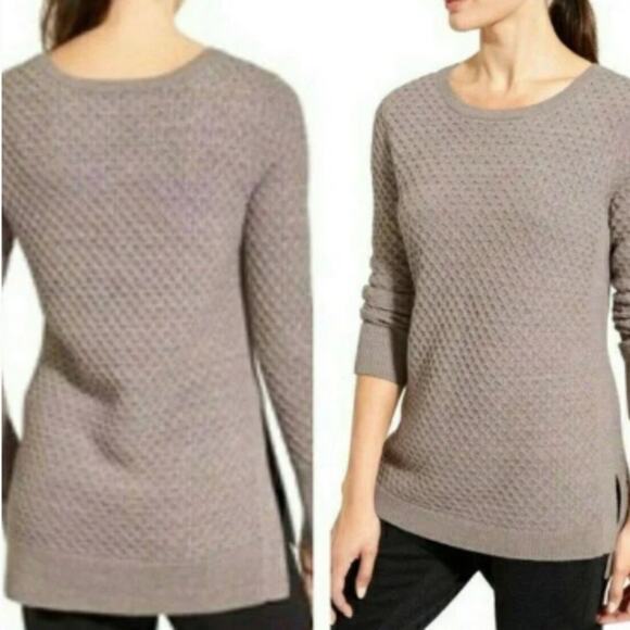 Athleta Honeycomb Sweater Tunic Oatmeal Heather Merino Blend Size XXS - Picture 9 of 9